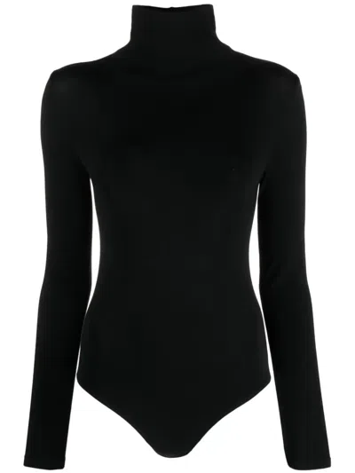 Shop Wolford High-neck Long-sleeve Bodysuit In Black