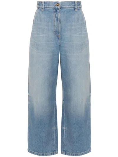 Shop Palm Angels High-rise Wide-leg Jeans In Light Blue Light Blue