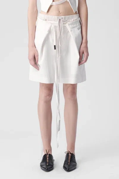 Shop Ann Demeulemeester Jess Pleated Shorts Cotton Twill In Natural White