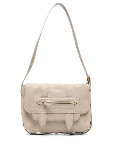 Shop Jérôme Dreyfuss Joe Leather Shoulder Bag In Ecru Grainé