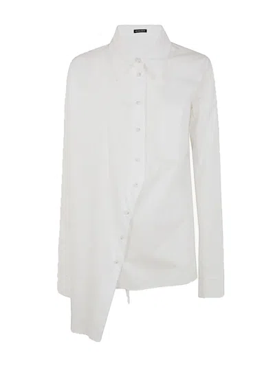 Ann Demeulemeester Jula Dropped Shoulder Shirt Popeline White In White