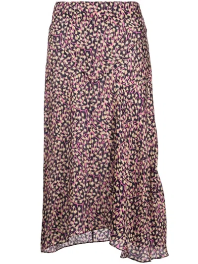 Shop Isabel Marant Lisanne Floral-print Skirt In Faded Night