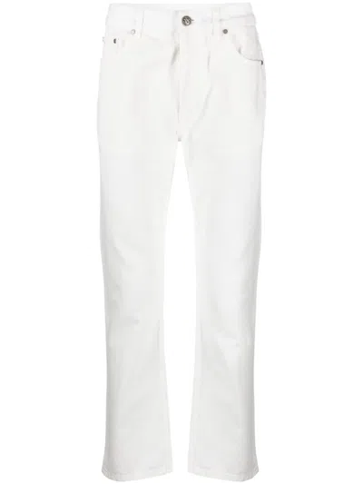 Shop Palm Angels Logo-embossed Straight Jeans In White