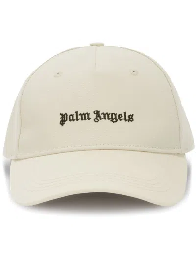 Shop Palm Angels Logo-embroidered Cotton Cap In Off White Black