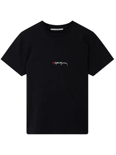 Stella Mccartney Stella Mc Cartney T Shirt With Embroidered Signature In Black