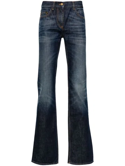 Palm Angels Monogram Patch Straight-leg Jeans In Denim