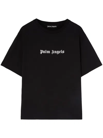 Shop Palm Angels Logo-print Cotton T-shirt In Black White