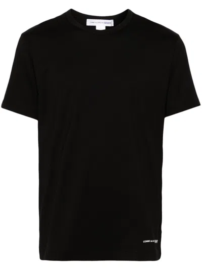 Shop Comme Des Garçons Logo-printed Cotton T-shirt In Navy
