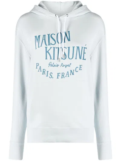 Shop Maison Kitsuné Logo-print Cotton-jersey Hoodie In Grey