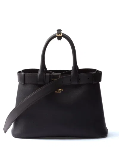 Prada Medium Leather Top Handle Bag In Black