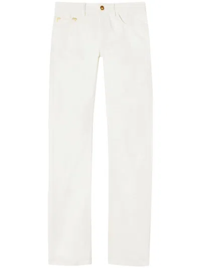 Palm Angels Basic Monogram Jeans In Off White Off White