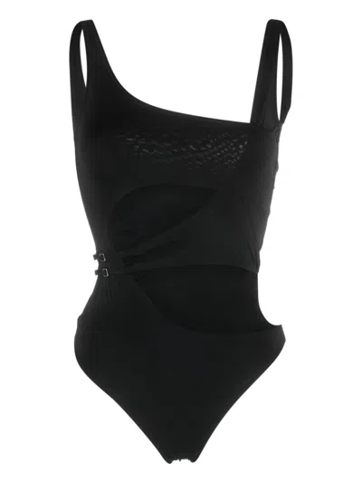 Shop Off-white Cut-out High-cut Swimsuit In Black