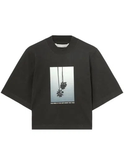 Shop Palm Angels Mirage Cotton T-shirt In Black Light Grey
