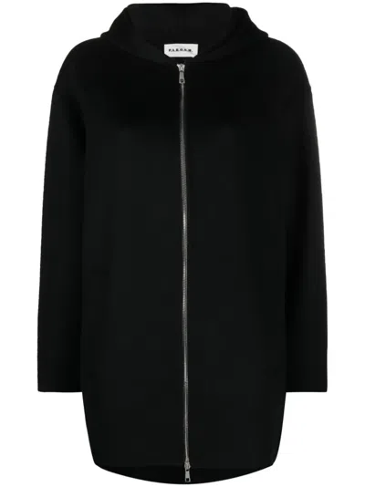 Shop P.a.r.o.s.h Zip-up Hooded Wool Jacket In Nero