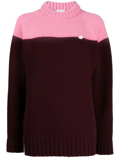 Patou Maroon Wool Two-tone Knitted Jumper In Grey