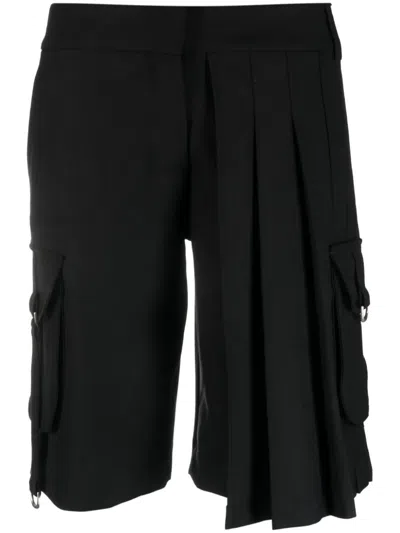 Shop Off-white Pleated Cargo Shorts In Black