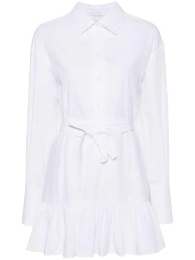 Shop Patou Ruffled Mini Shirt Dress In White