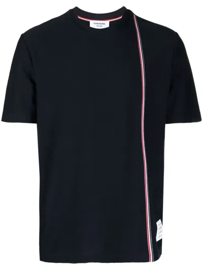 Thom Browne Signature Stripe Crewneck T-shirt In Navy