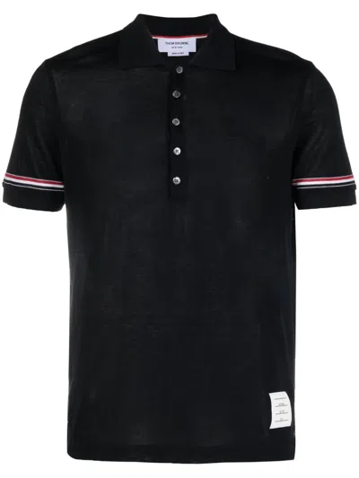 Shop Thom Browne Rwb-stripe Polo Shirt In Navy