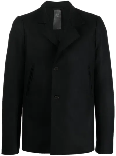 Shop Sapio Double-breasted Cotton-wool Blazer In Nero