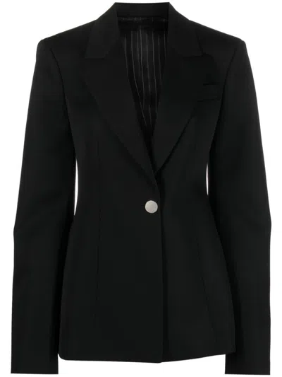 Attico The  Single-breasted Blazer In Stretch Wool In Black