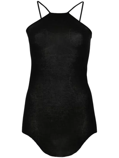 Shop Rick Owens Skorpio Ribbed-knit Tank Top In Black