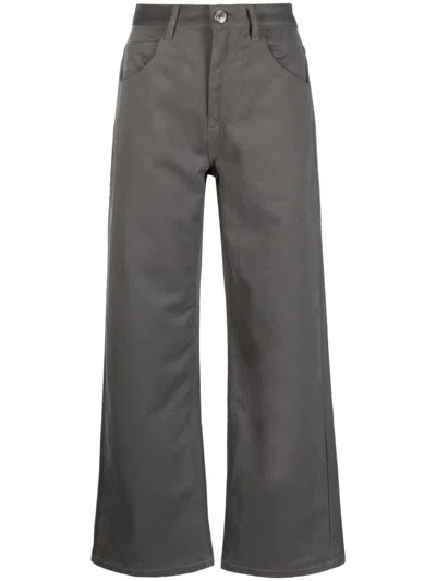 Shop Ami Alexandre Mattiussi Straight-leg Cotton Trousers In Mineral Grey