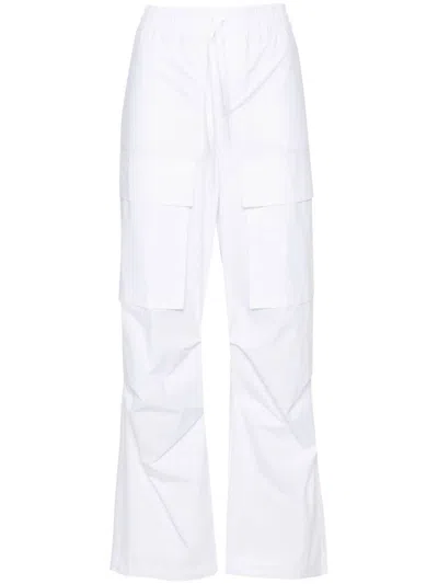 P.a.r.o.s.h White Straight-leg Cotton Cargo Trouser In Testa Di Moro