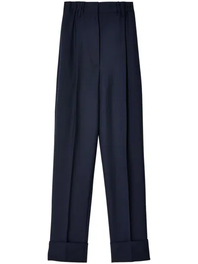 Prada Straight-leg Mohair Pants In Bleu