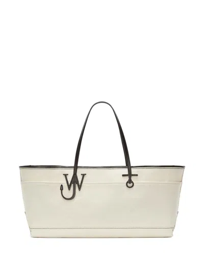 Shop Jw Anderson Stretch Anchor Canvas Tote Bag In Beige