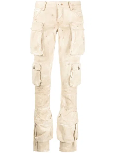 Shop Attico Essie Marbled Cargo Pants In Beige