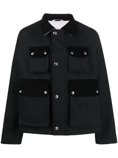 Shop Thom Browne Multi-pocket Cropped Jacket In Black
