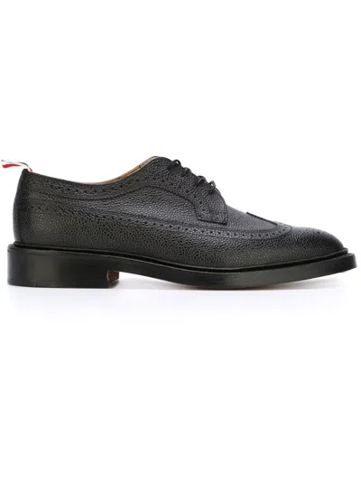 Shop Thom Browne Pebbled Leather Longwing Brogues In Black