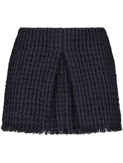 Shop Dsquared2 Tweed Frayed-hem Miniskirt In Navy Blue