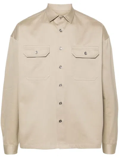 Prada Twill-weave Overshirt In Natural