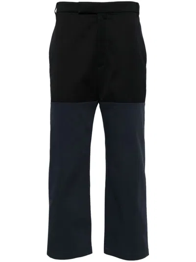 Shop Thom Browne Unconstructed Combo Straight-leg Trousers In Navy