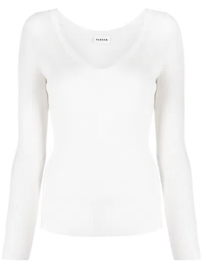 P.a.r.o.s.h V-neck Ribbed Knit Jumper In Azzurro Polvere