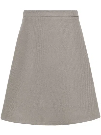 Shop Ami Alexandre Mattiussi Viring-wool Blend A-line Skirt In Grey