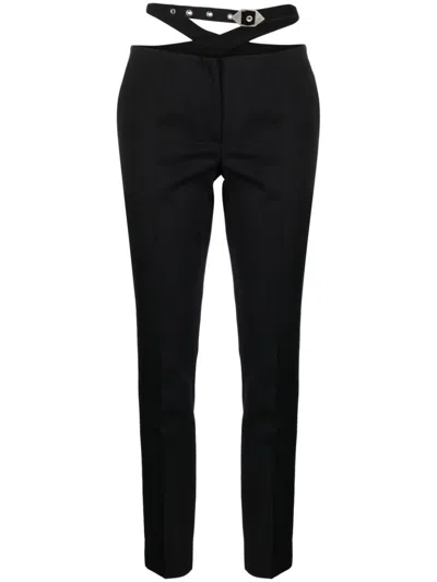 Shop Attico Waist-strap Wool Trousers In Black