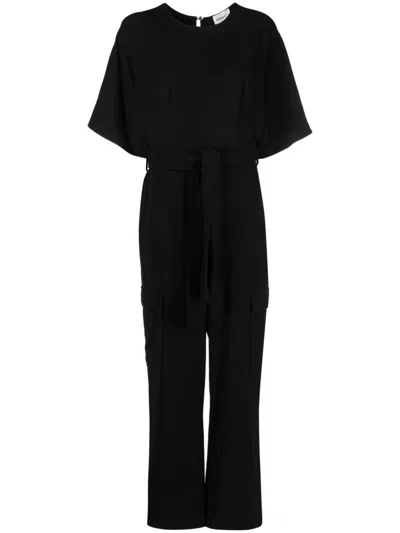 Shop P.a.r.o.s.h Wide-leg Cargo Jumpsuit In Nero