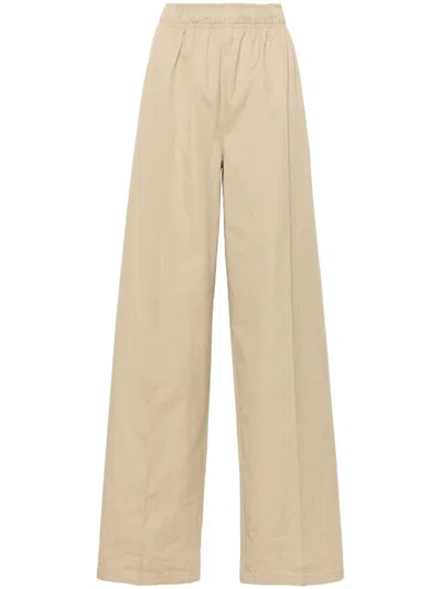 Shop Prada Wide-leg Cotton Trousers In Corda