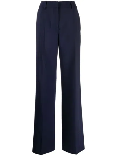 Shop Off-white Wide-leg Virgin-wool-blend Trousers In Blue