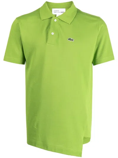 Shop Comme Des Garçons X Lacoste Asymmetric Logo-patch Polo Shirt In Green