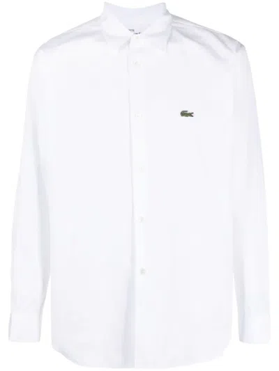 Shop Comme Des Garçons X Lacoste Logo-embroidered Cotton Shirt In White
