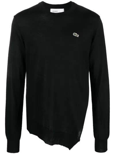 Shop Comme Des Garçons X Lacoste Logo-patch Wool Jumper In Black