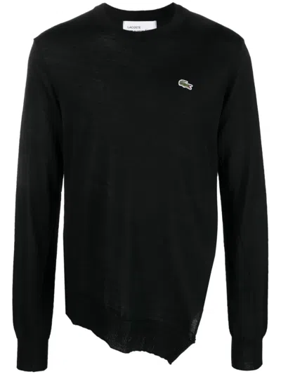 Comme Des Garçons X Lacoste Logo-patch Wool Jumper In Black