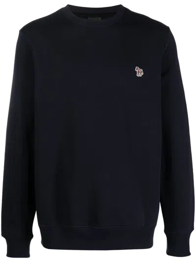 Paul Smith Zebra Patch Crewneck Sweatshirt In Very Dark Navy