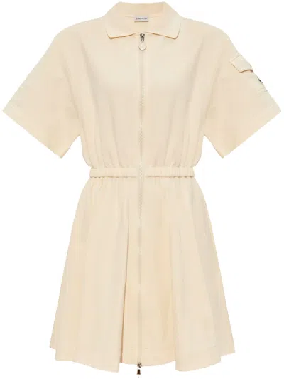 Shop Moncler Zip-up Cotton Polo Dres In Miscellaneous