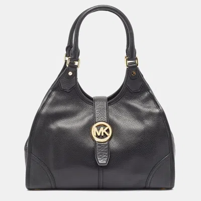 Shop Michael Kors Leather Hudson Shoulder Bag In Black