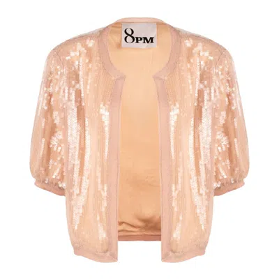 Shop 8pm Pink Short-sleeved Sequin Blazer